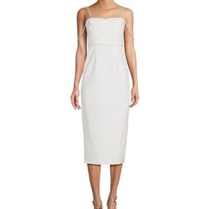 Daria Crepe Straight Neck Sleeveless Midi Sheath Dress